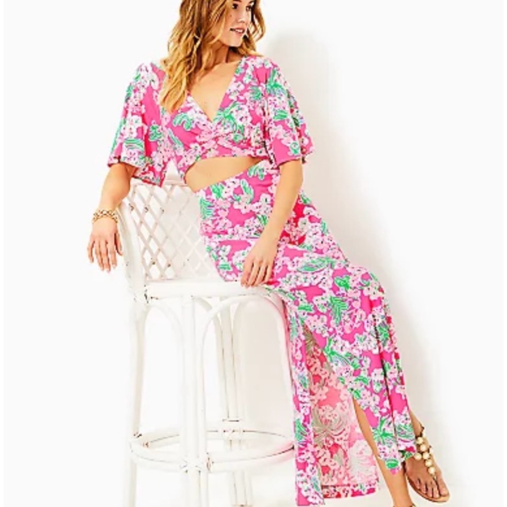 Lilly Pulitzer Pink and Green Floral Dress